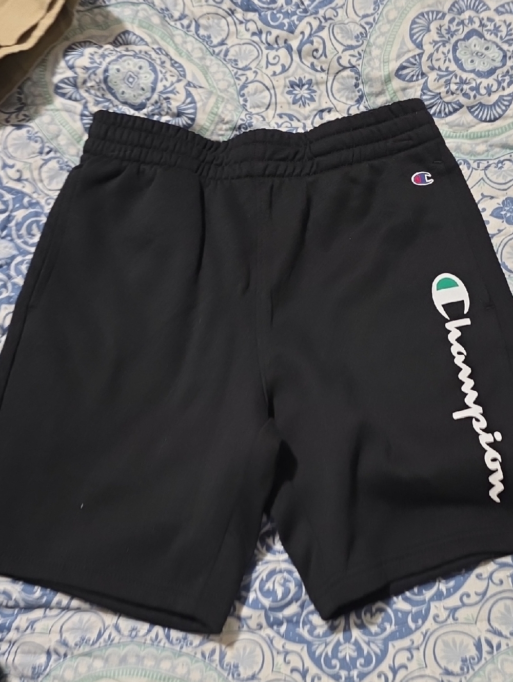 Champion Black Athletic Shorts with White & Green Logo